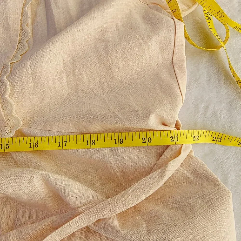 New MEROKEETY Midi Dress Medium Cream Tie Waist Bell Sleeve Cottagecore Milkmaid - Picture 12 of 13